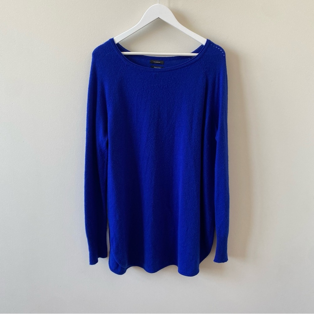 Halogen Wool Cashmere Royal Blue Crew Neck Sweater Soft Knit Pullover Size XL